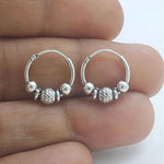 Load image into Gallery viewer, Ethnic 925 Real Sterling Silver Oxidized bali hoop earrings for women - Pair
