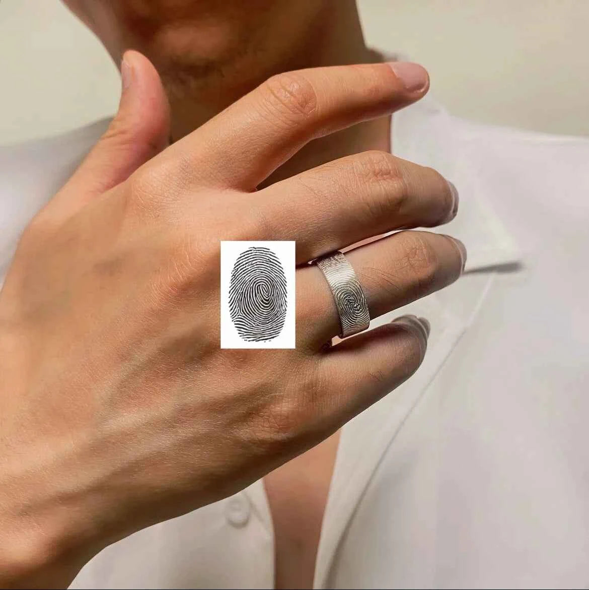 Silver fingerprint ring