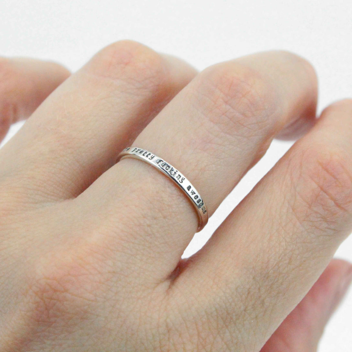 You're pretty fucking awesome   tiny message ring in sterling silver