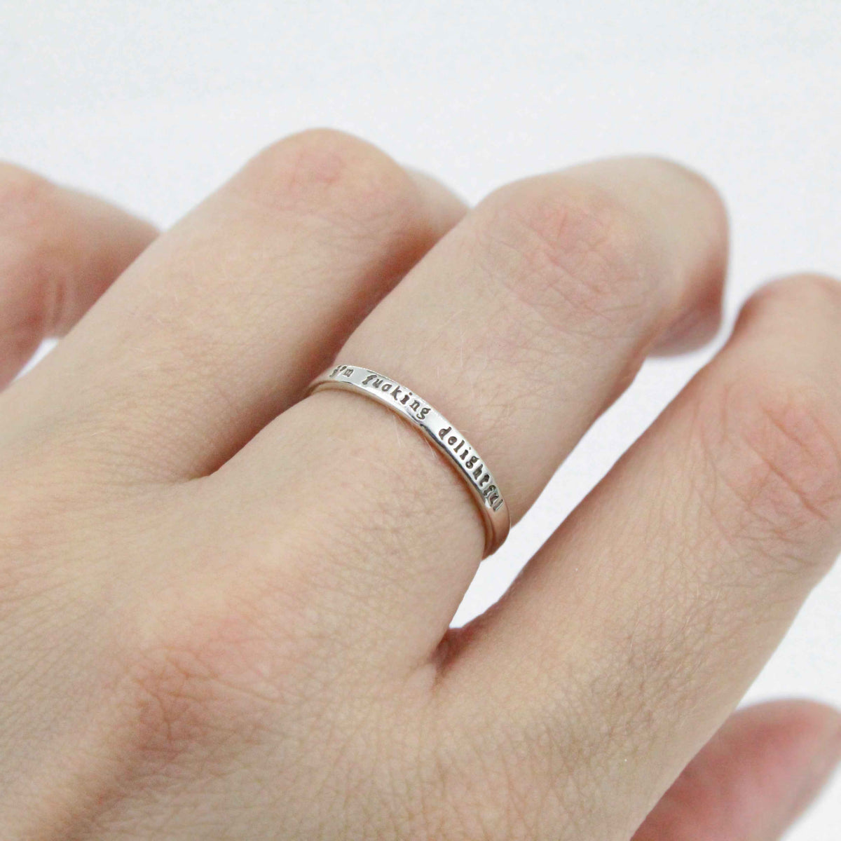 I'm fucking delightful   tiny message ring in sterling silver
