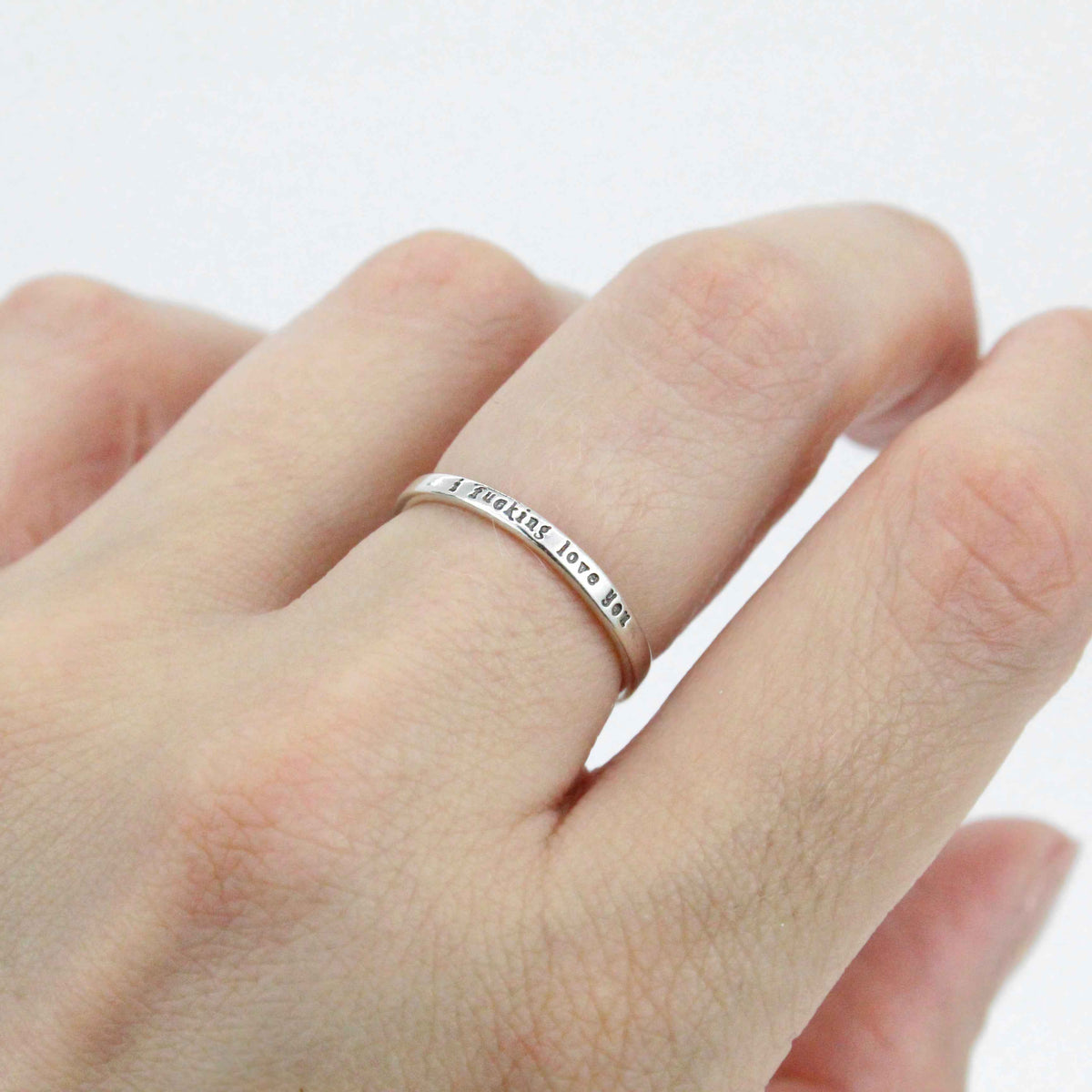 I fucking love you   tiny message ring in sterling silver