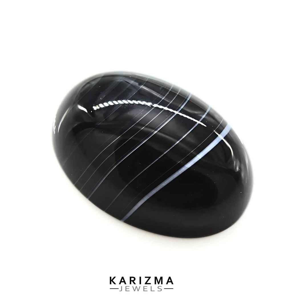 12.4Ct Natural Black and Grey Sulemani Hakik Oval Gemstone