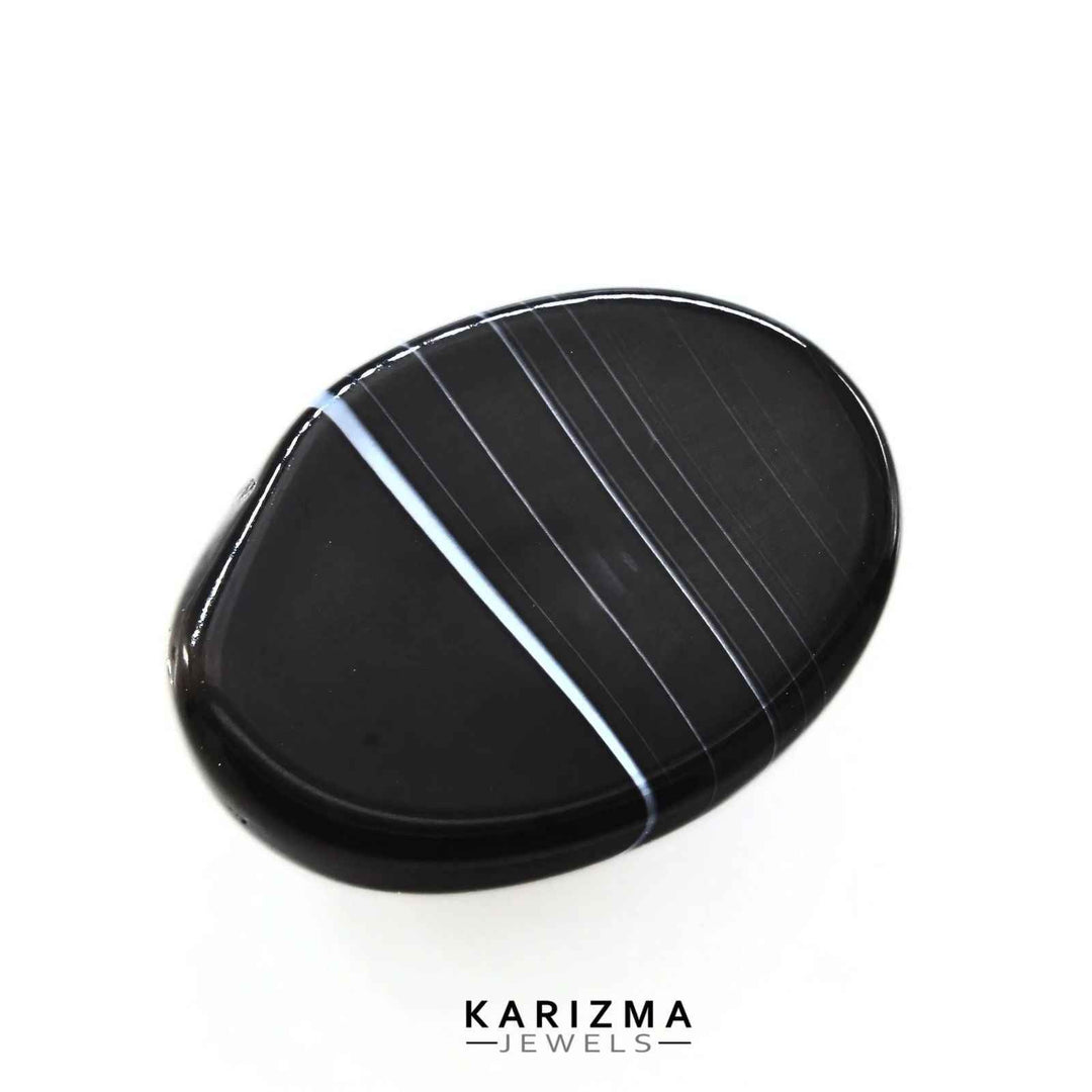 12.4Ct Natural Black and Grey Sulemani Hakik Oval Gemstone