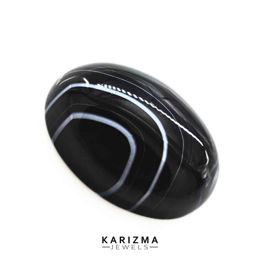 11.9Ct Natural Black and Grey Sulemani Hakik Oval Gemstone