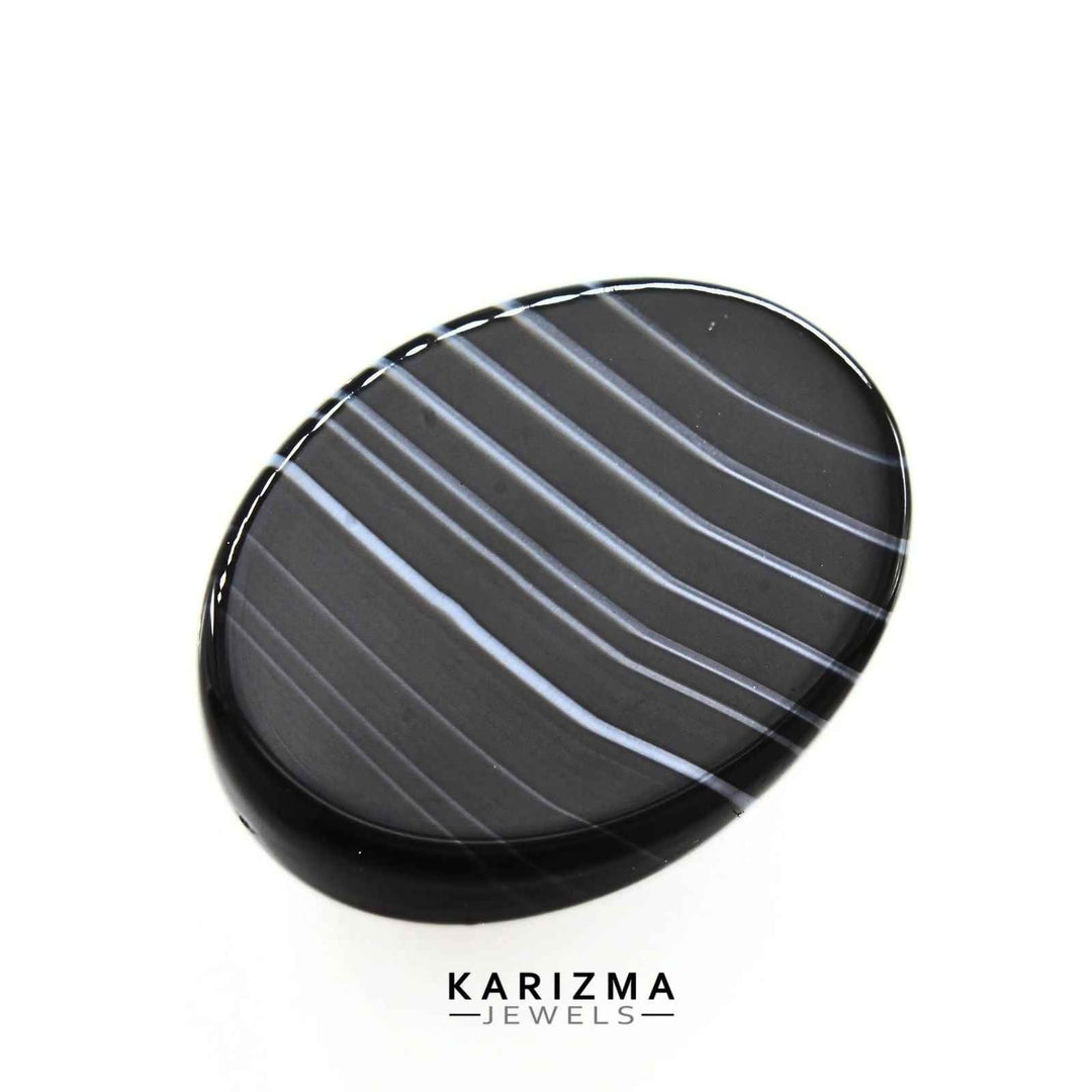 12.7Ct Natural Black and Grey Sulemani Hakik Oval Gemstone