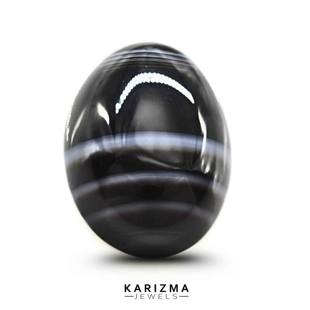 12.5Ct Natural Black and Grey Sulemani Hakik Oval Gemstone