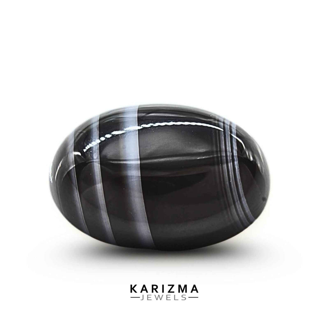 12.5Ct Natural Black and Grey Sulemani Hakik Oval Gemstone