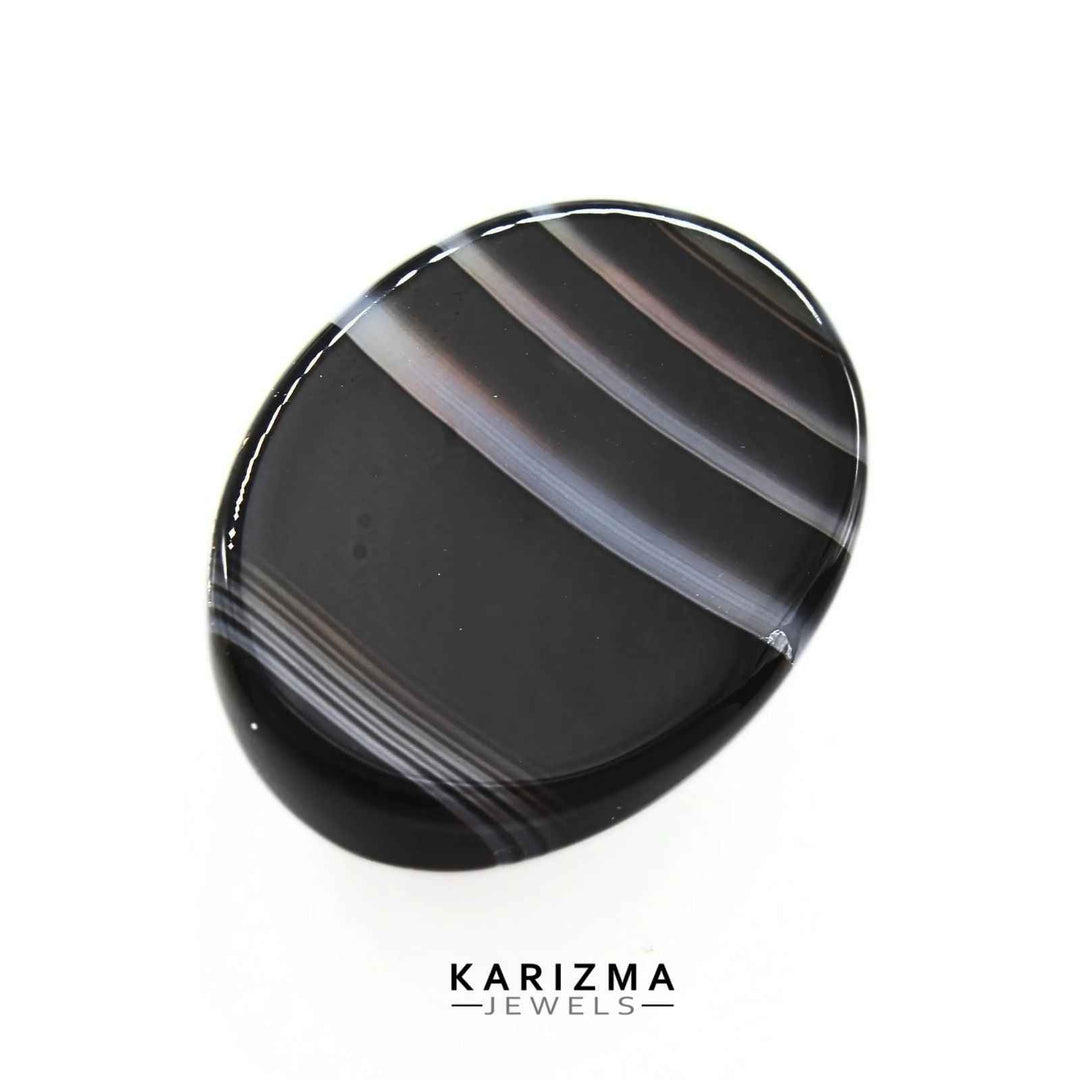 12.5Ct Natural Black and Grey Sulemani Hakik Oval Gemstone