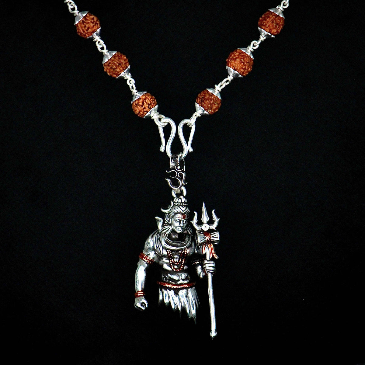 New lord shiva pendant with original silver rudraksha mala