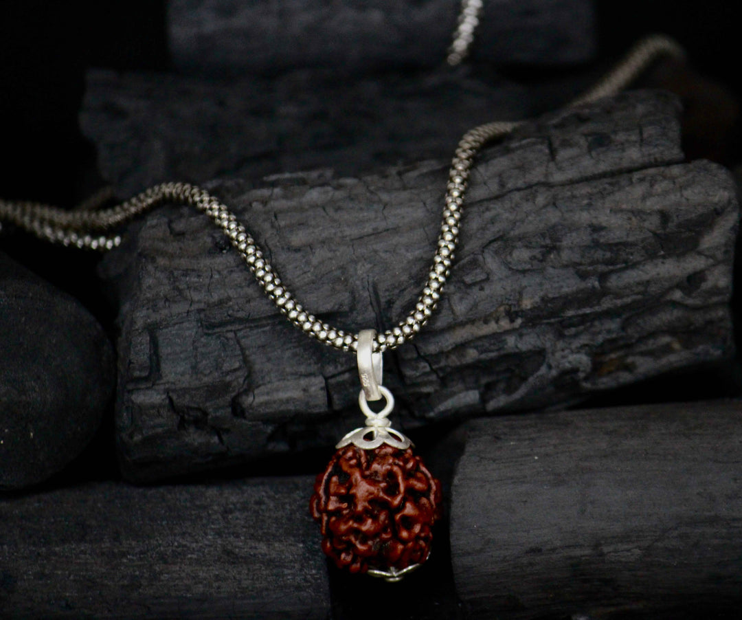 4 Mukhi Original Rudraksha Pendant with Silver Chain