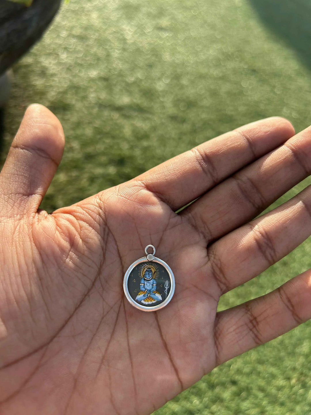 Bholenath Sadashiv Shambu Hand Painted 925 Silver Pendant | Shiva Locket