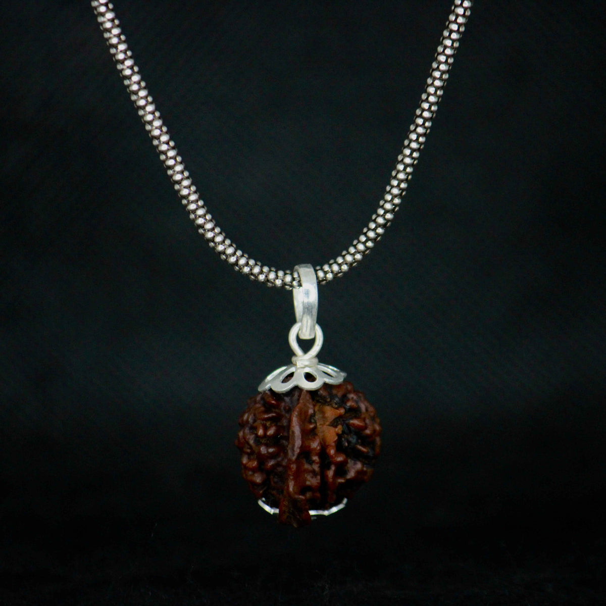 Ganesh mukhi rudraksha with oxidised silver chain