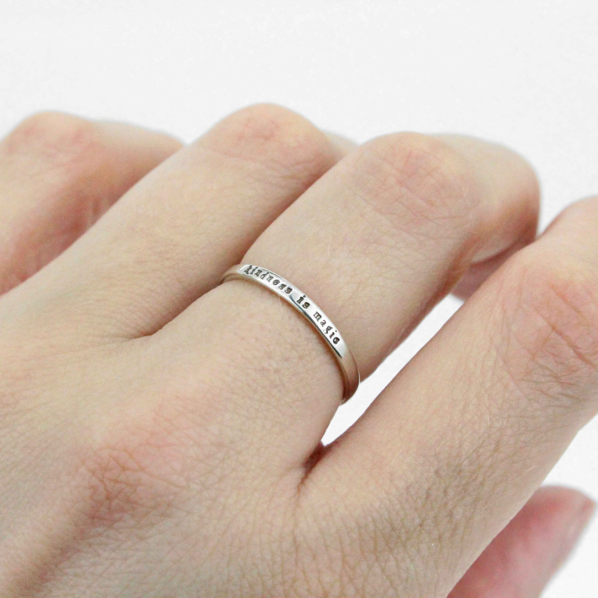 Kindness is magic   tiny message ring in sterling silver