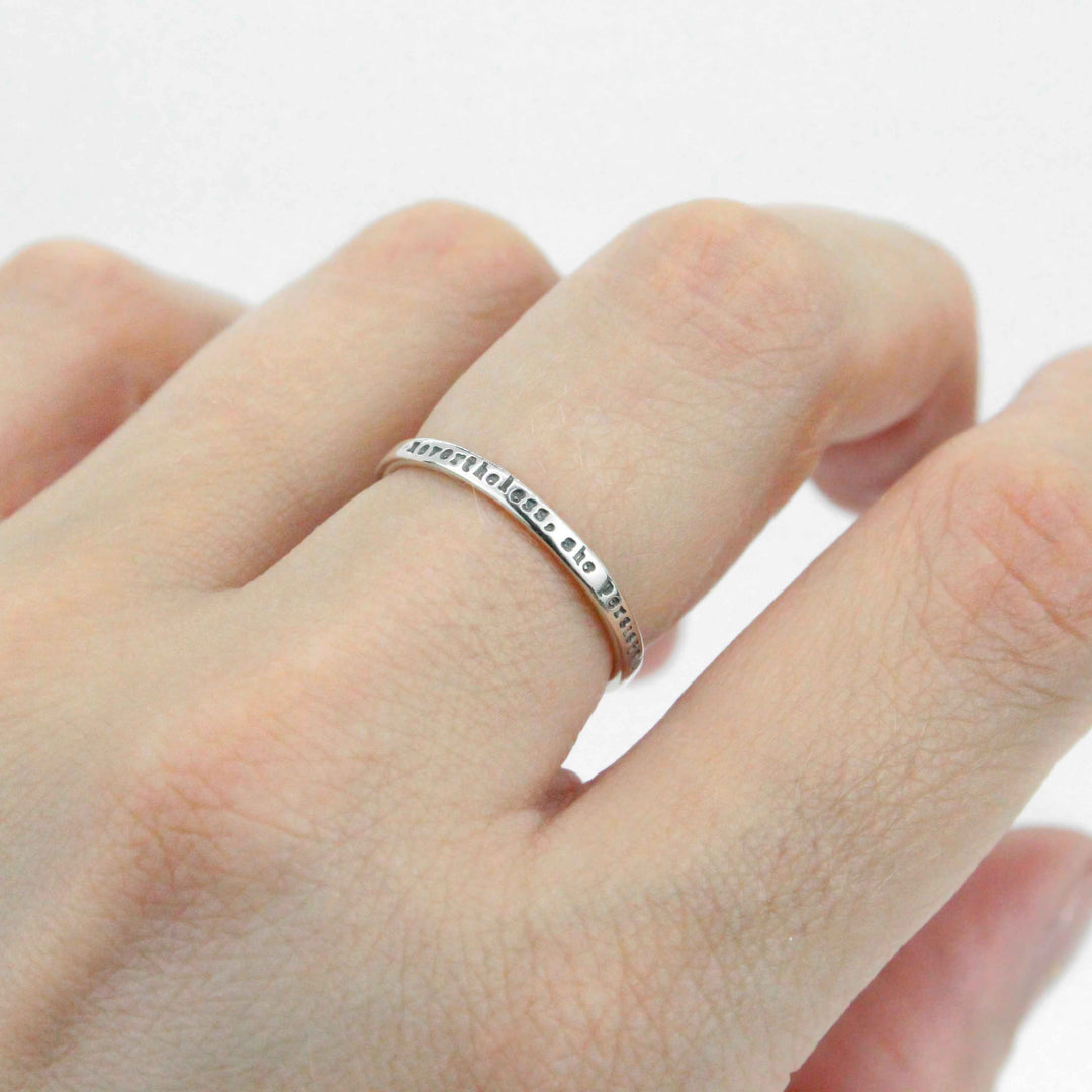Nevertheless, She Persisted - Tiny Message Ring in Sterling Silver