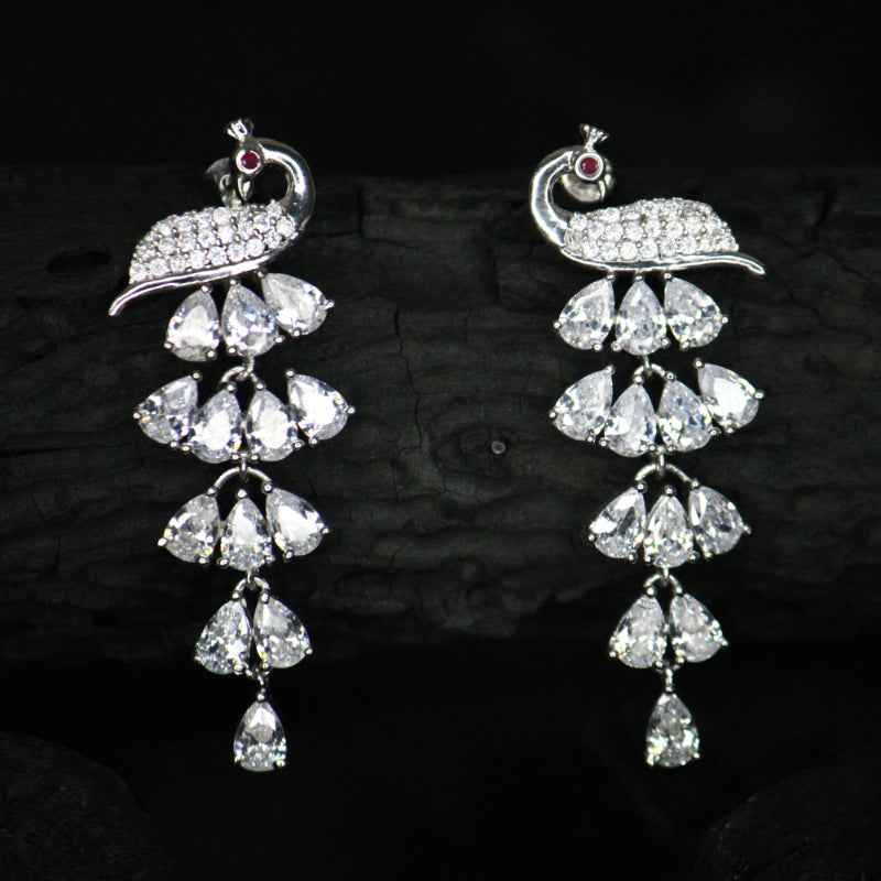 Peacock diamond earring