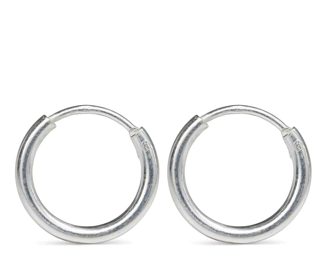 Real Sterling Silver plain ring Earrings Small hinged Hoop for Girls - Pair