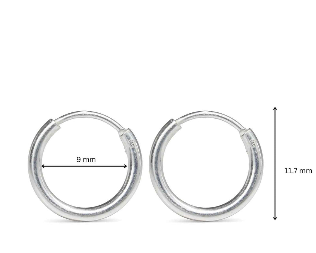 Real Sterling Silver plain ring Earrings Small hinged Hoop for Girls - Pair