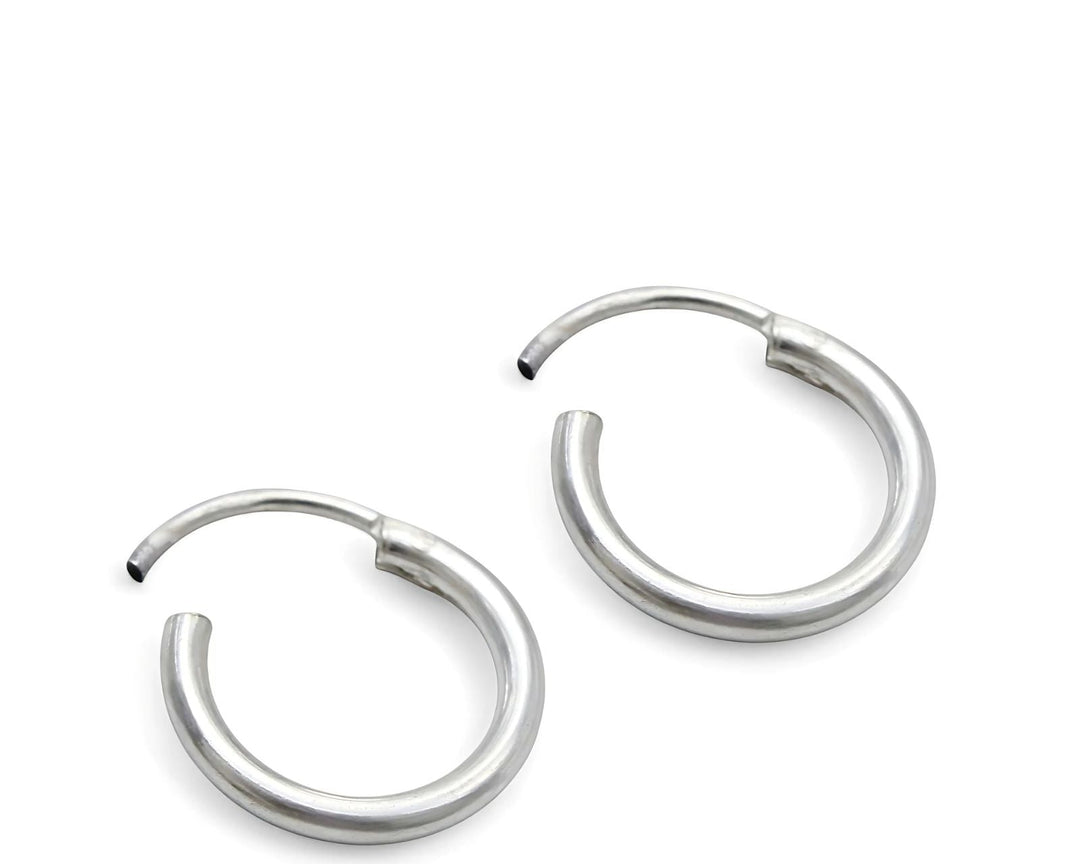 Real Sterling Silver plain ring Earrings Small hinged Hoop for Girls - Pair