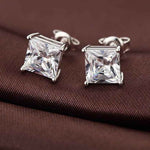 Load image into Gallery viewer, Square Diamond Silver Earring
