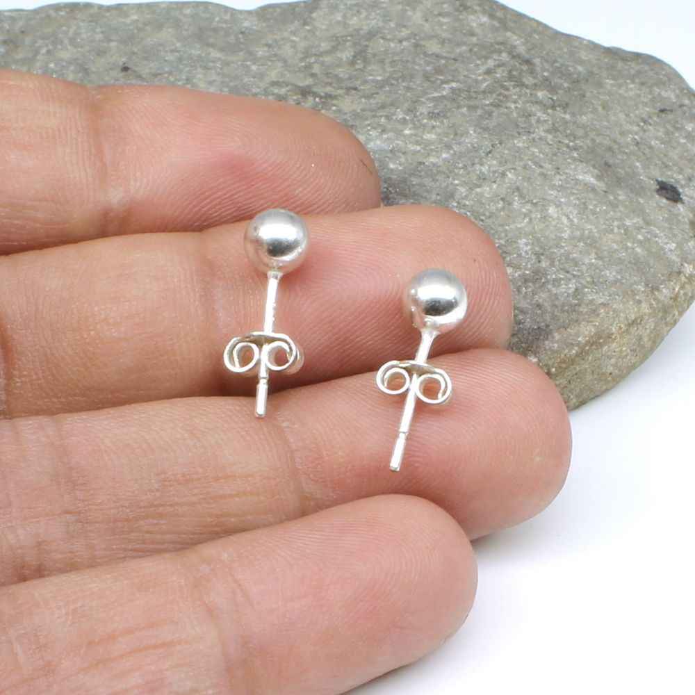 925 sterling silver ball stud earrings for girl   pair