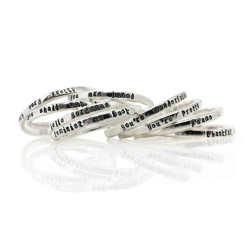 Personalized Tiny Message Ring in Sterling Silver