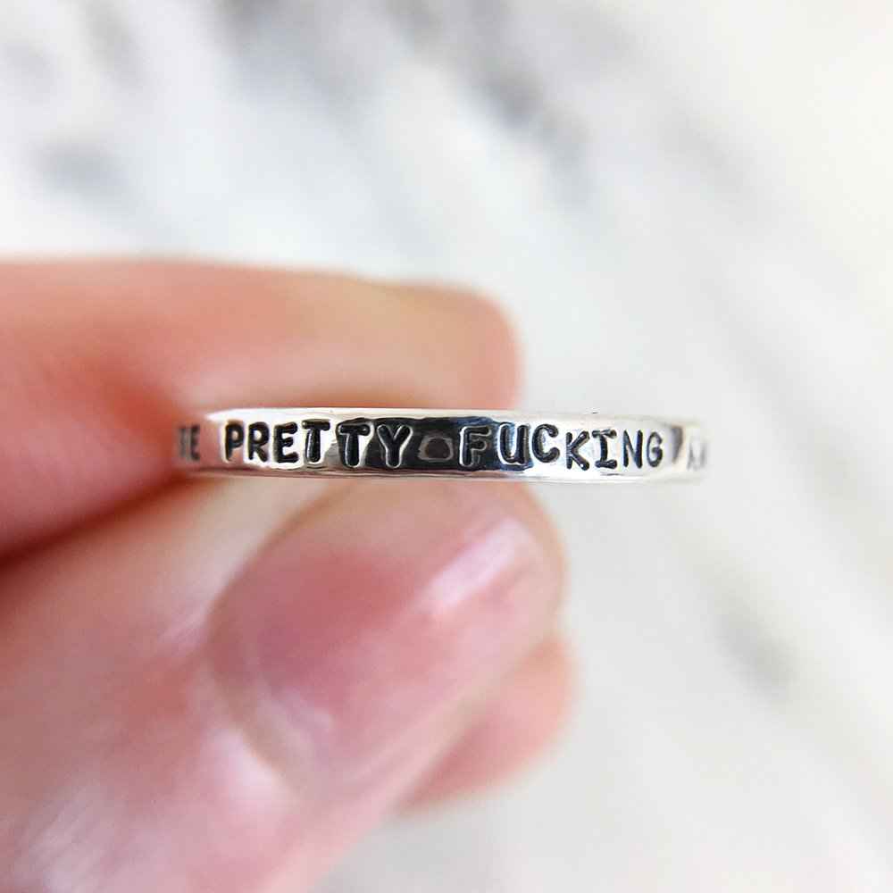 Personalized Tiny Message Ring in Sterling Silver